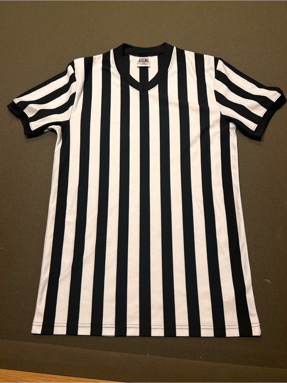 Kids Black & White Striped Referee Costume Shirt